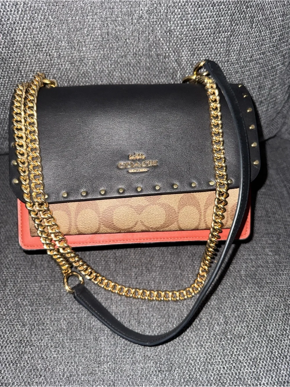 Coach Klare Crossbody Bag in Signature Canvas with Rivets